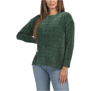 JONES NEW YORK SIGNATURE Long Sleeve Crew Neck Velvet Sweater